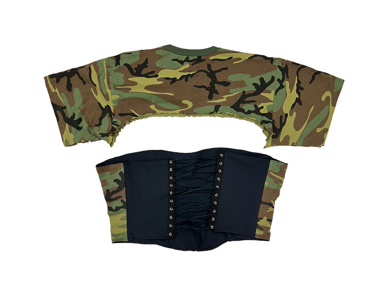 Reworked Camo Green Corset