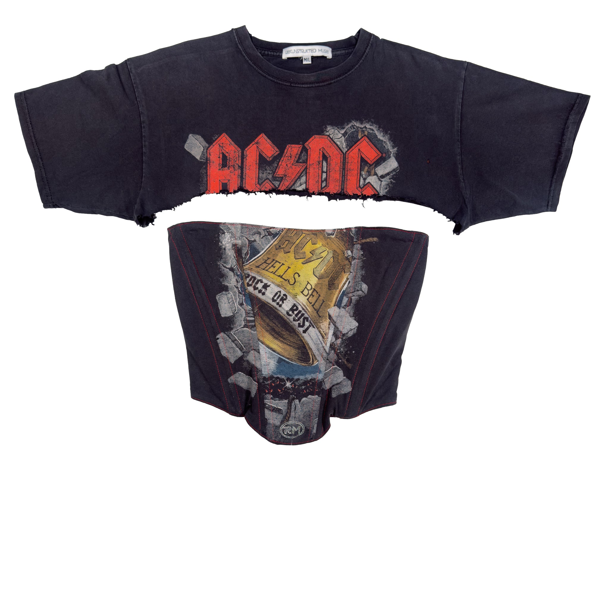 Reworked ACDC Hells Bell Corset Tee