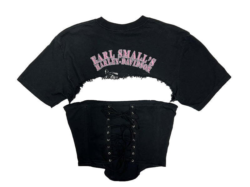 Reworked Pink Logo Harley Corset