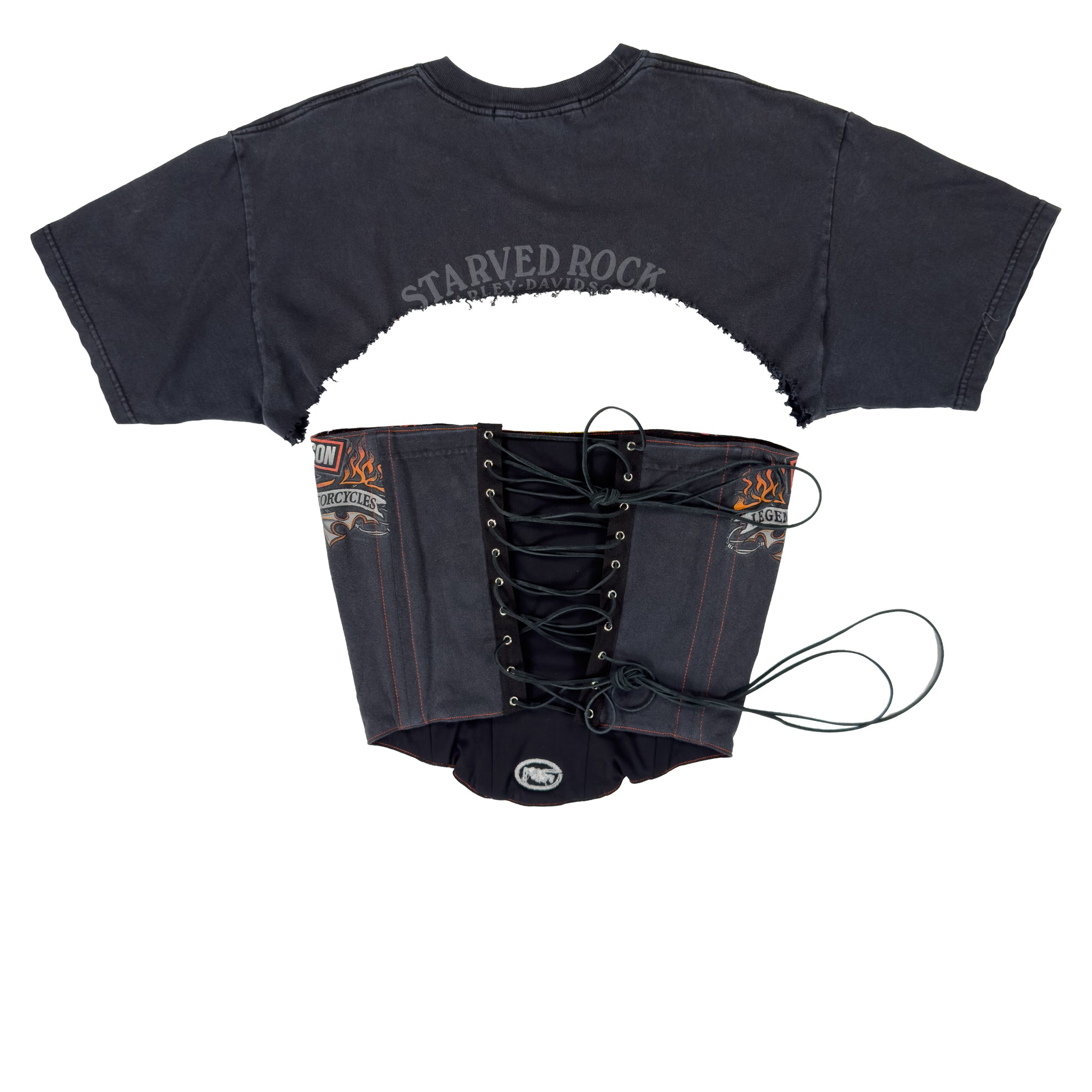 Reworked Harley Golden Eagle Flame Corset Tee