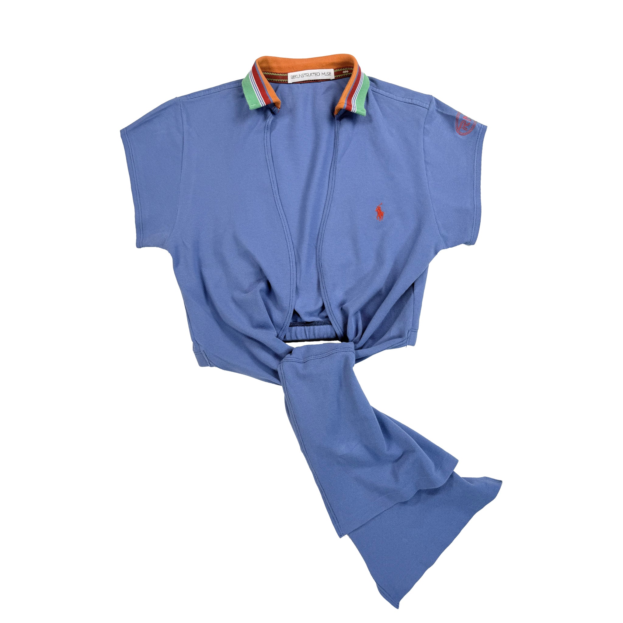 Steel Blue Polo Wrap Top