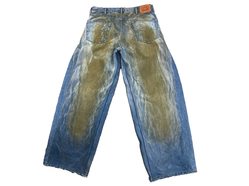 Reworked Baggy Muddy Denim Jeans