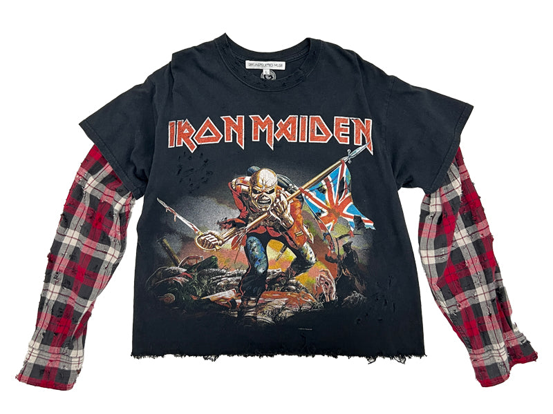 Rework Iron Maiden Plaid Tee