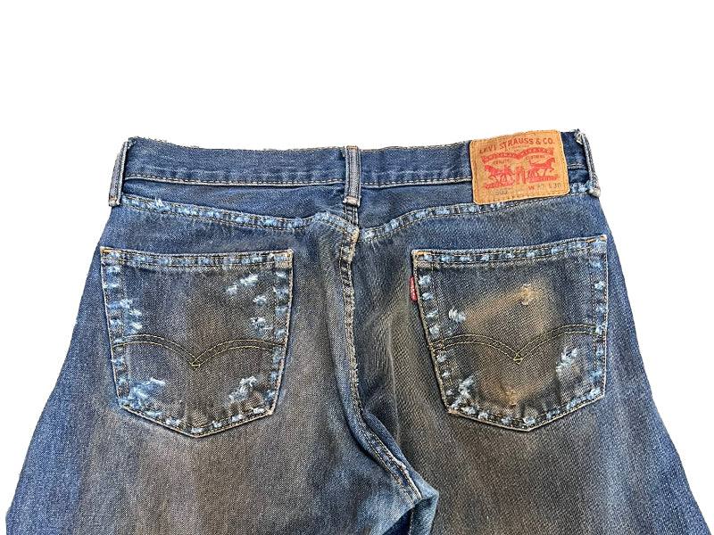 Reworked Baggy Muddy Denim Jeans Dark Wash