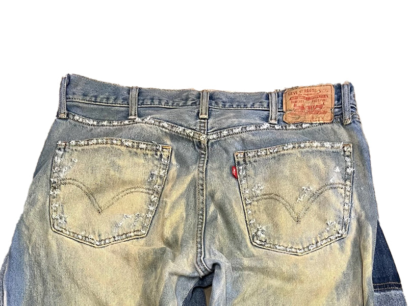 Reworked Baggy Muddy Denim Jeans Light Wash