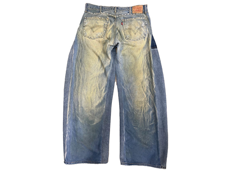 Reworked Baggy Muddy Denim Jeans Light Wash