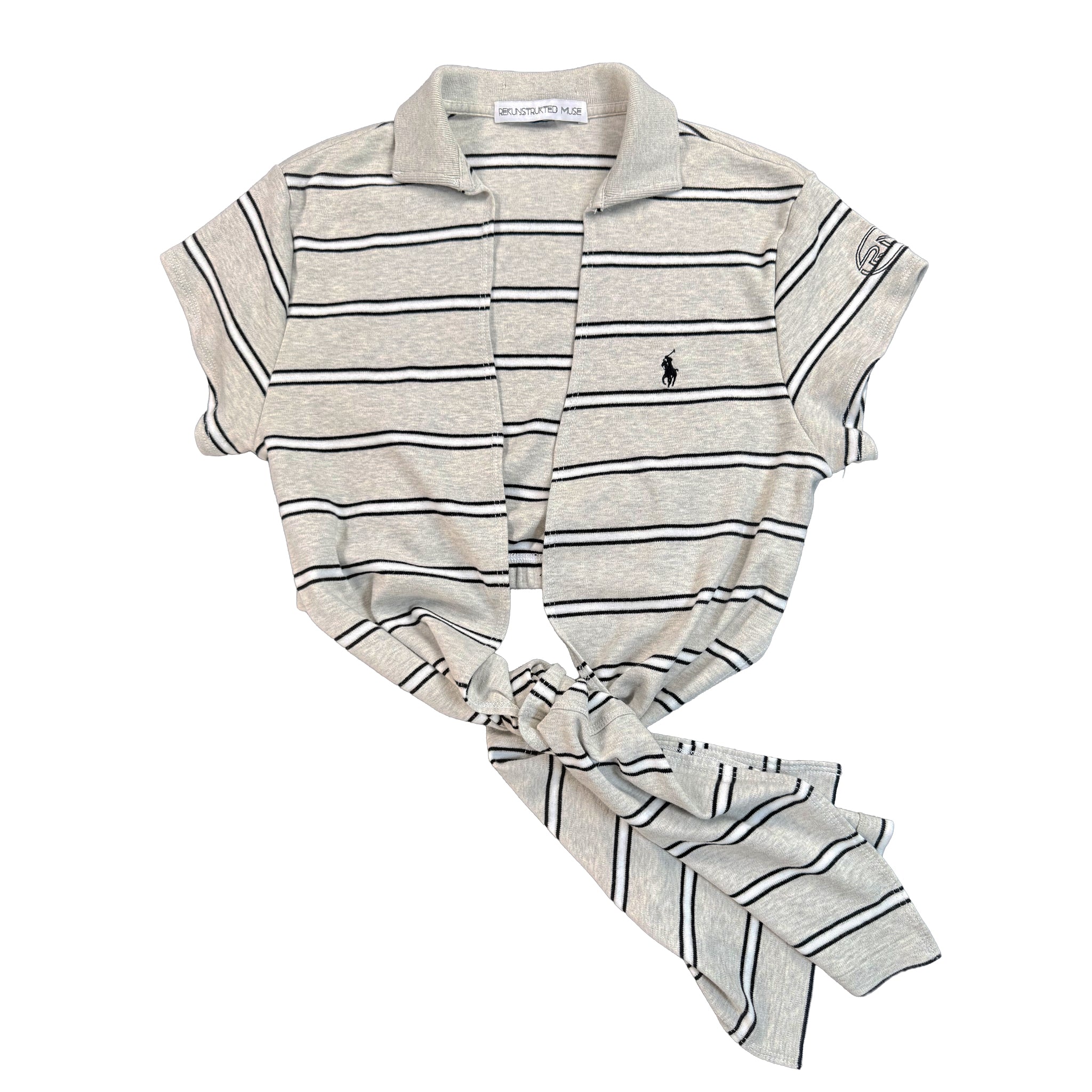 Smoke Stripe Polo Wrap Top