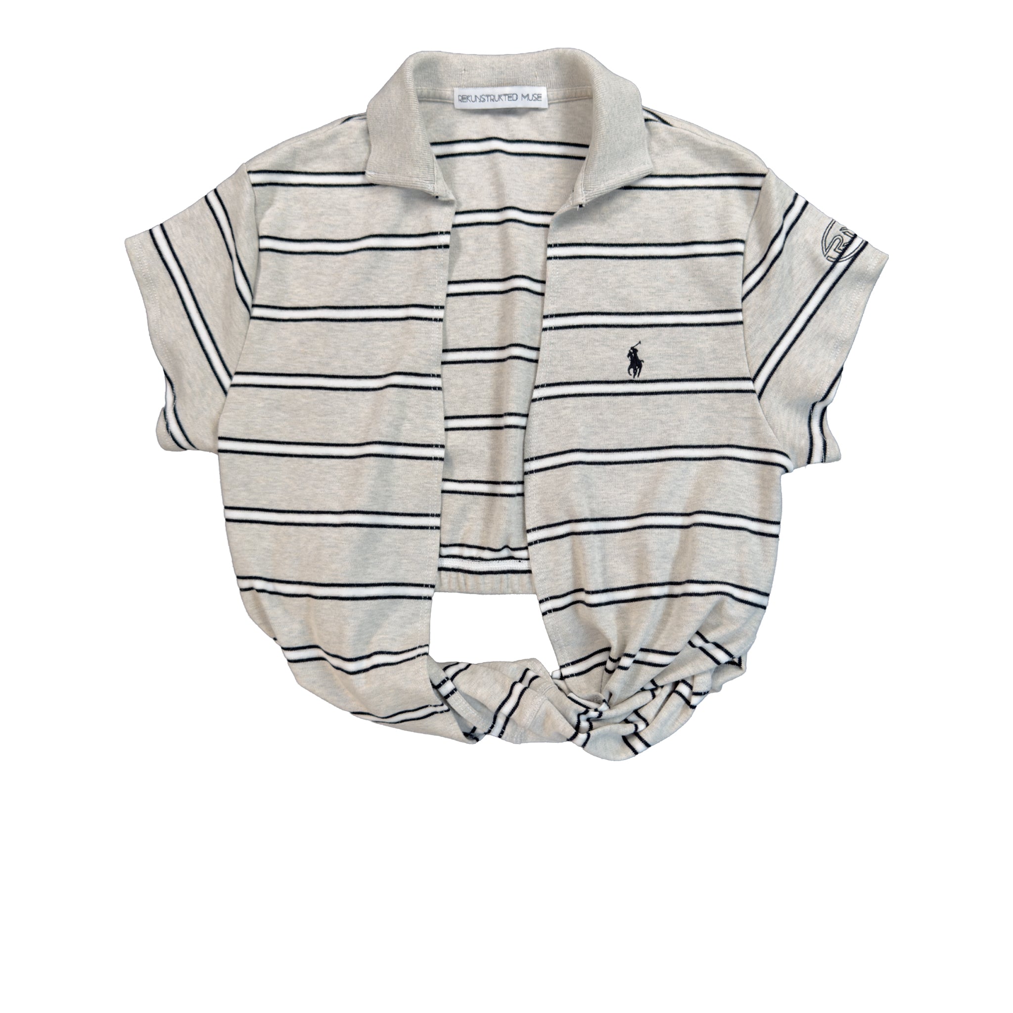 Smoke Stripe Polo Wrap Top
