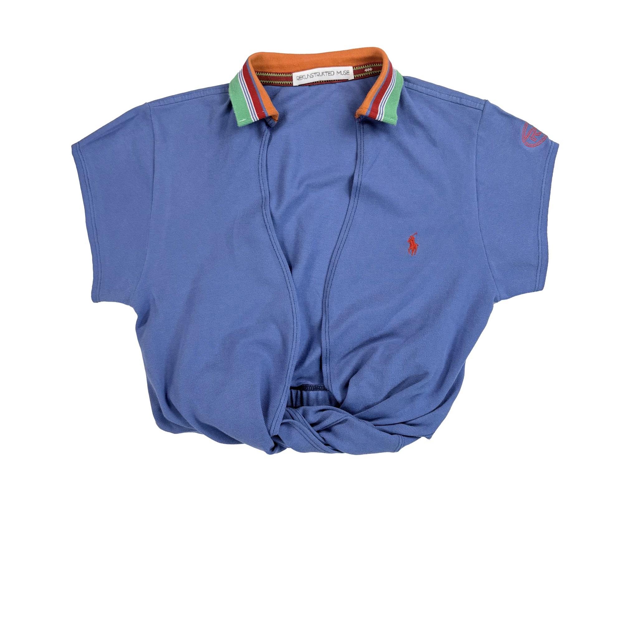 Steel Blue Polo Wrap Top